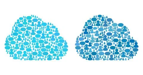 Cloud Collage Icons of Message Clouds and Men Stock Illustration