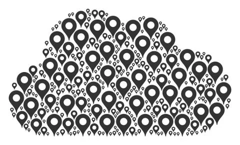 Cloud Collage of Map Pointer Icons Illustrazione stock