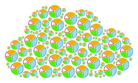Cloud Collage of Pie Chart Icons Stock Illustration