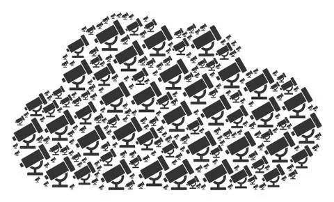 Cloud Collage of Telescope Icons Stock Illustration