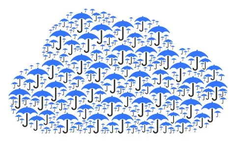 Cloud Collage of Umbrella Icons Stock Illustration