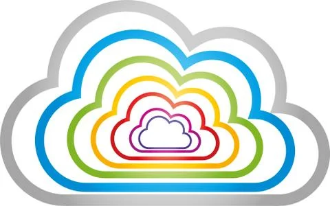 Cloud in color, multimedia, internet, cloud, logo Stock Illustration