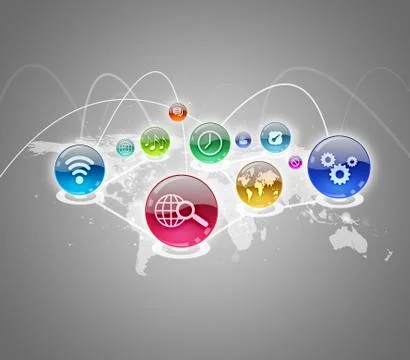 Cloud of colorful application icon Illustrazione stock