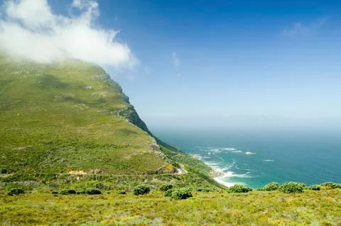 Cloud comes in at Cape Point, Cape of Good Hope, outside Cape Town, South Africa Stock Photos