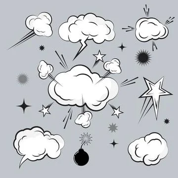 Cloud Comic Book  Design Element Vector Illustrazione stock