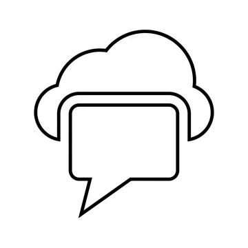 Cloud, coming message outline icon. Line art vector. Stock Photos