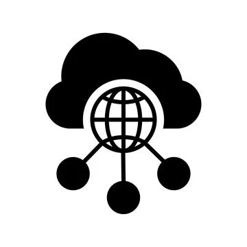 Cloud, communication, connectivity icon. Black vector graphics. Stock Photos