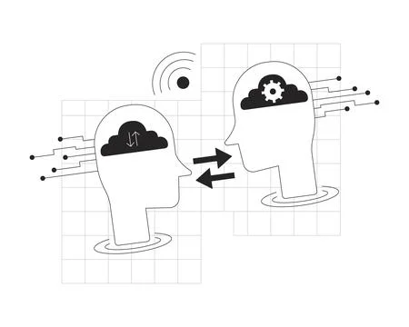 Cloud communication line onboarding ui illustration Illustrazione stock