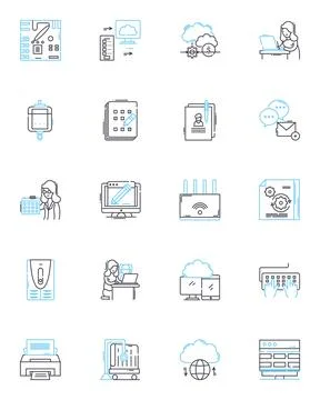 Cloud communication linear icons set. Cloud, Communication, Collaboration 스톡 일러스트