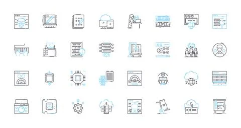Cloud communication linear icons set. Cloud, Communication, Collaboration 스톡 일러스트