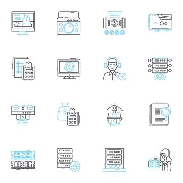 Cloud communication linear icons set. Cloud, Communication, Collaboration Illustrazione stock