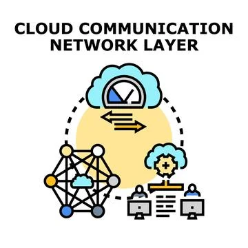 Cloud communication network layer conceptual illustration Illustrazione stock