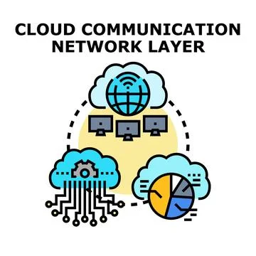 Cloud communication network layer infrastructure computing technology process イラスト素材