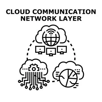 Cloud communication network layer infrastructure computing technology process 库存插图
