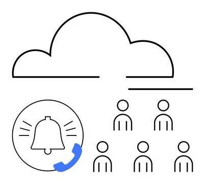 Cloud Communication with Notification and Teamwork Concept - Minimalist Lin.. 스톡 일러스트
