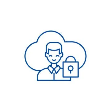 Cloud communications line icon concept. Cloud communications flat vector symbol Stock Illustration