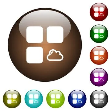 Cloud component color glass buttons Stock Illustration