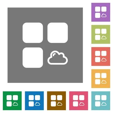 Cloud component square flat icons Ilustración de archivo