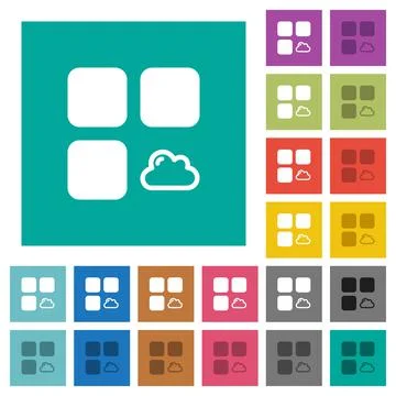 Cloud component square flat multi colored icons Stock Illustration