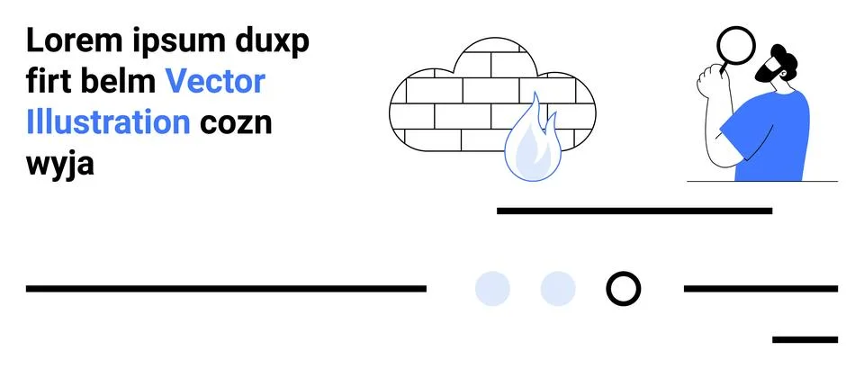 Cloud composed of bricks, water drop, and person using a magnifying glass. Id 스톡 일러스트