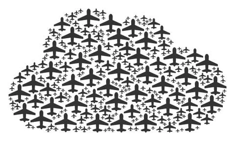 Cloud Composition of Airplane Icons Ilustração Stock