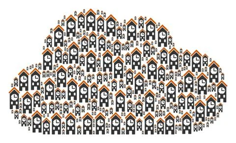 Cloud Composition of Clock Tower Icons Ilustração Stock