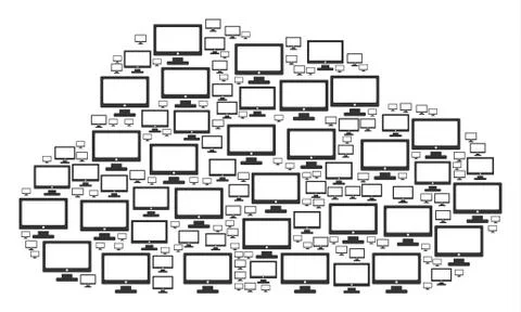 Cloud Composition of Computer Display Icons Ilustração Stock