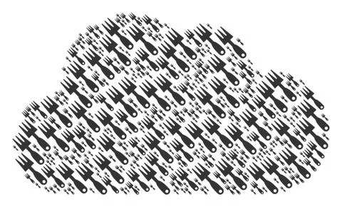 Cloud Composition of Cultivator Rake Icons 스톡 일러스트