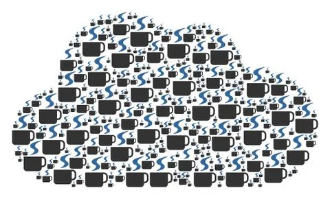 Cloud Composition of Hot Coffee Cup Icons Ilustração Stock