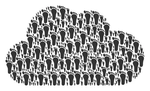 Cloud Composition of Human Footprint Icons Ilustração Stock