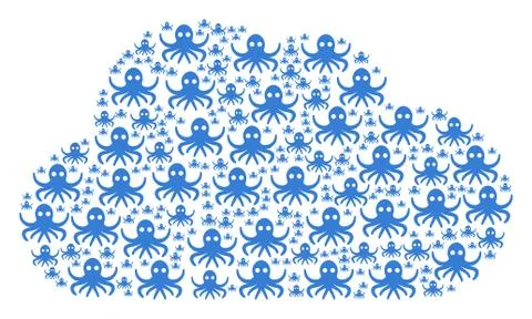 Cloud Composition of Octopus Icons Ilustração Stock