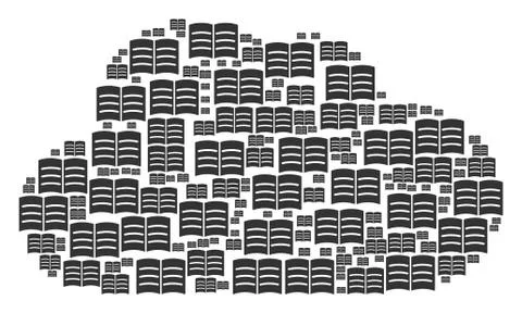 Cloud Composition of Open Book Icons 스톡 일러스트