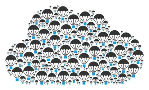 Cloud Composition of Parachute Icons Illustration