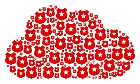 Cloud Composition of Police Shield Icons Ilustração Stock