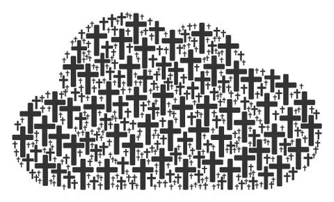 Cloud Composition of Religious Cross Icons Ilustração Stock