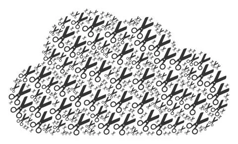 Cloud Composition of Scissors Icons Stock Illustration