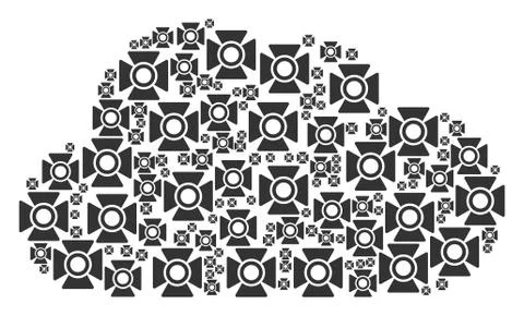 Cloud Composition of Searchlight Icons Ilustração Stock