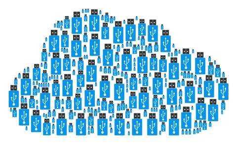 Cloud Composition of USB Flash Drive Icons Illustrazione stock
