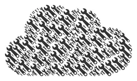 Cloud Composition of Wrench Icons Ilustração Stock