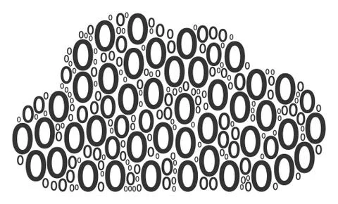 Cloud Composition of Zero Digit Icons Stock Illustration