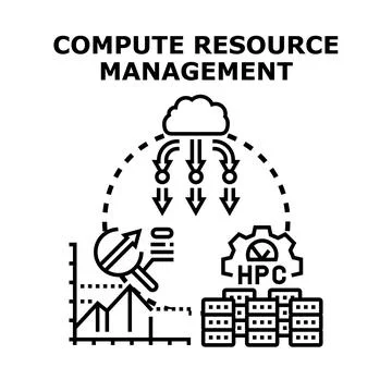 Cloud compute resource management system optimizing digital performance Stock Illustration