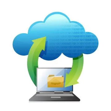 Cloud computer and laptop folder Stock Illustration