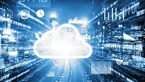 Cloud computer and online data storage with tacit intelligent sharing software Stock Footage 205476879