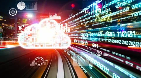 Cloud computer and online data storage with tacit intelligent sharing software 库存照片