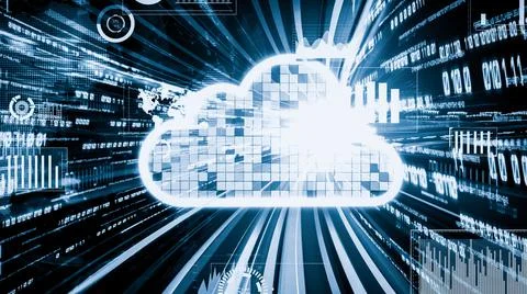 Cloud computer and online data storage with tacit intelligent sharing software Stock Photos