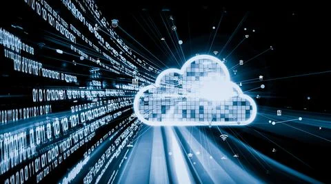 Cloud computer and online data storage with tacit intelligent sharing software 库存照片