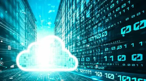 Cloud computer and online data storage with tacit intelligent sharing software 库存照片