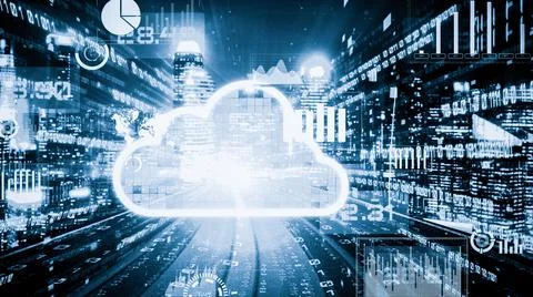 Cloud computer and online data storage with tacit intelligent sharing software Stock Photos