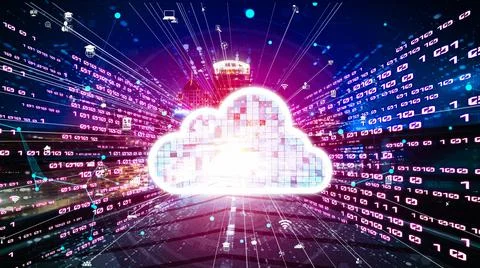 Cloud computer and online data storage with tacit intelligent sharing software 库存照片