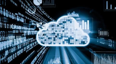 Cloud computer and online data storage with tacit intelligent sharing software Stock Photos